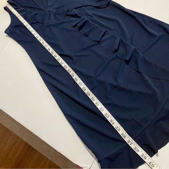 J. Crew Navy Blue Sleeveless Ruffle Wrap Dress XS Summer Officecore Romantic - Picture 13 of 13